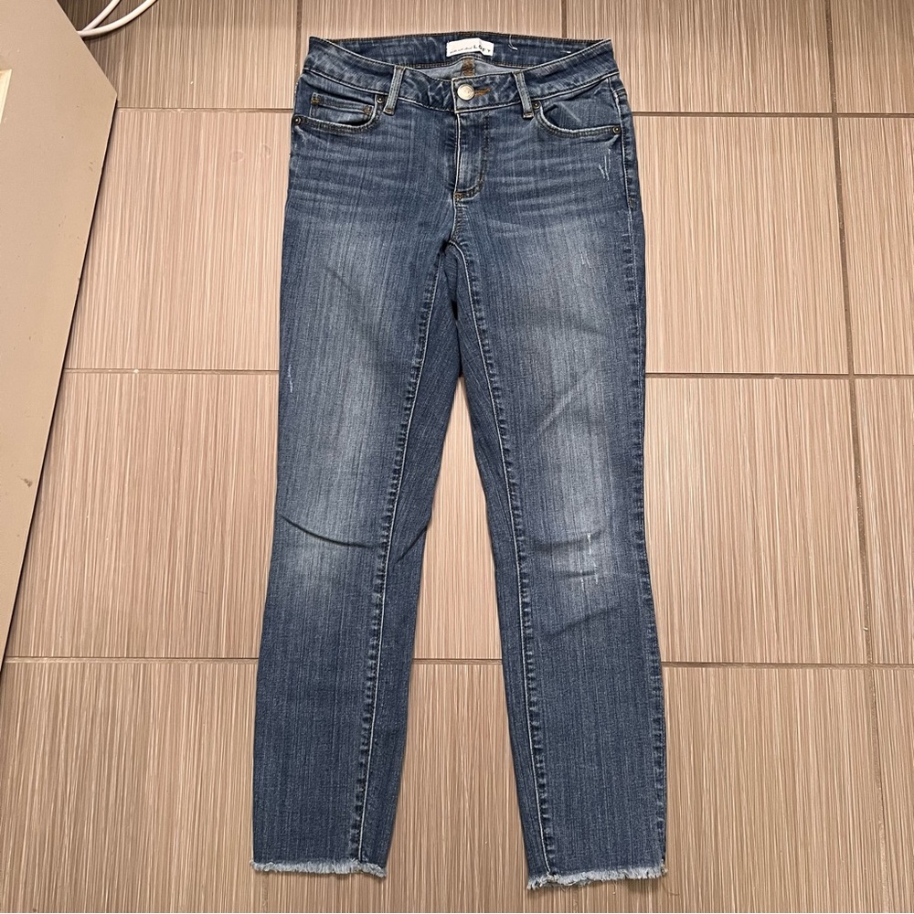 LOFT Curvy Skinny frayed ankle jeans size 0 25 - Picture 3 of 10